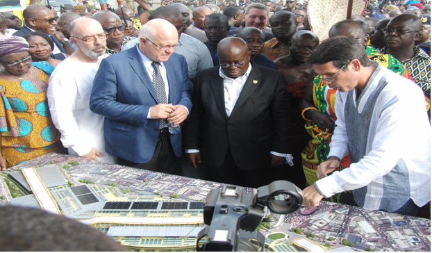 PRESIDENT AKUFO-ADDO CUTS SOD FOR PHASE II OF KUMASI CENTRAL MARKET REDEVELOPEMENT PROJECT.